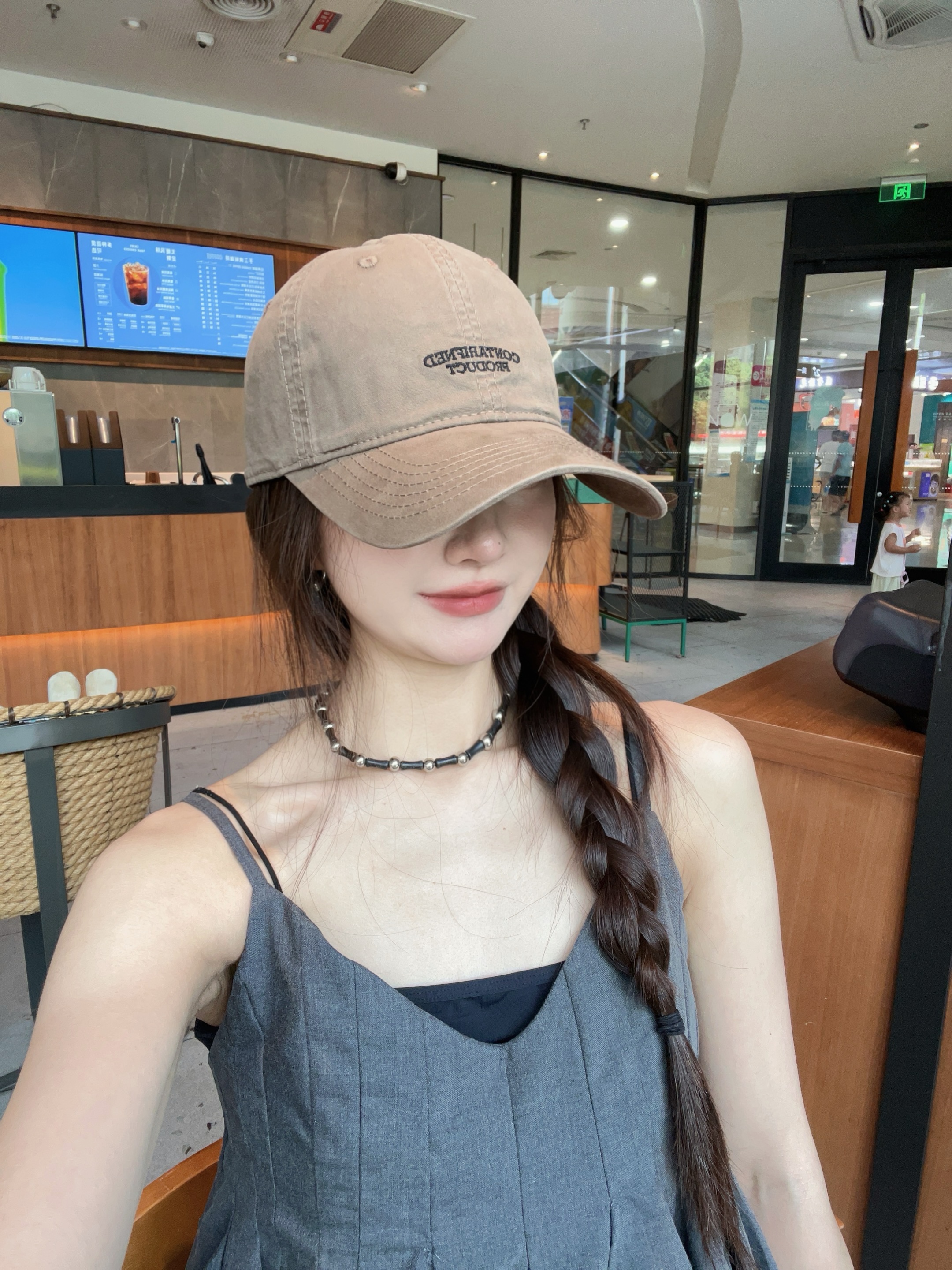 新款2025韩版简约字母CON遮阳软顶显脸小宽大帽檐深顶加深棒球帽