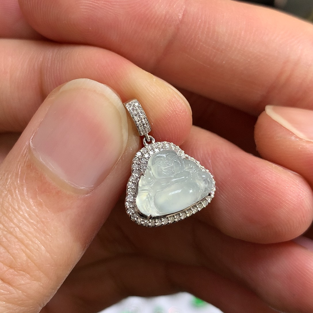 翡翠吊坠(不含链)18K金镶嵌