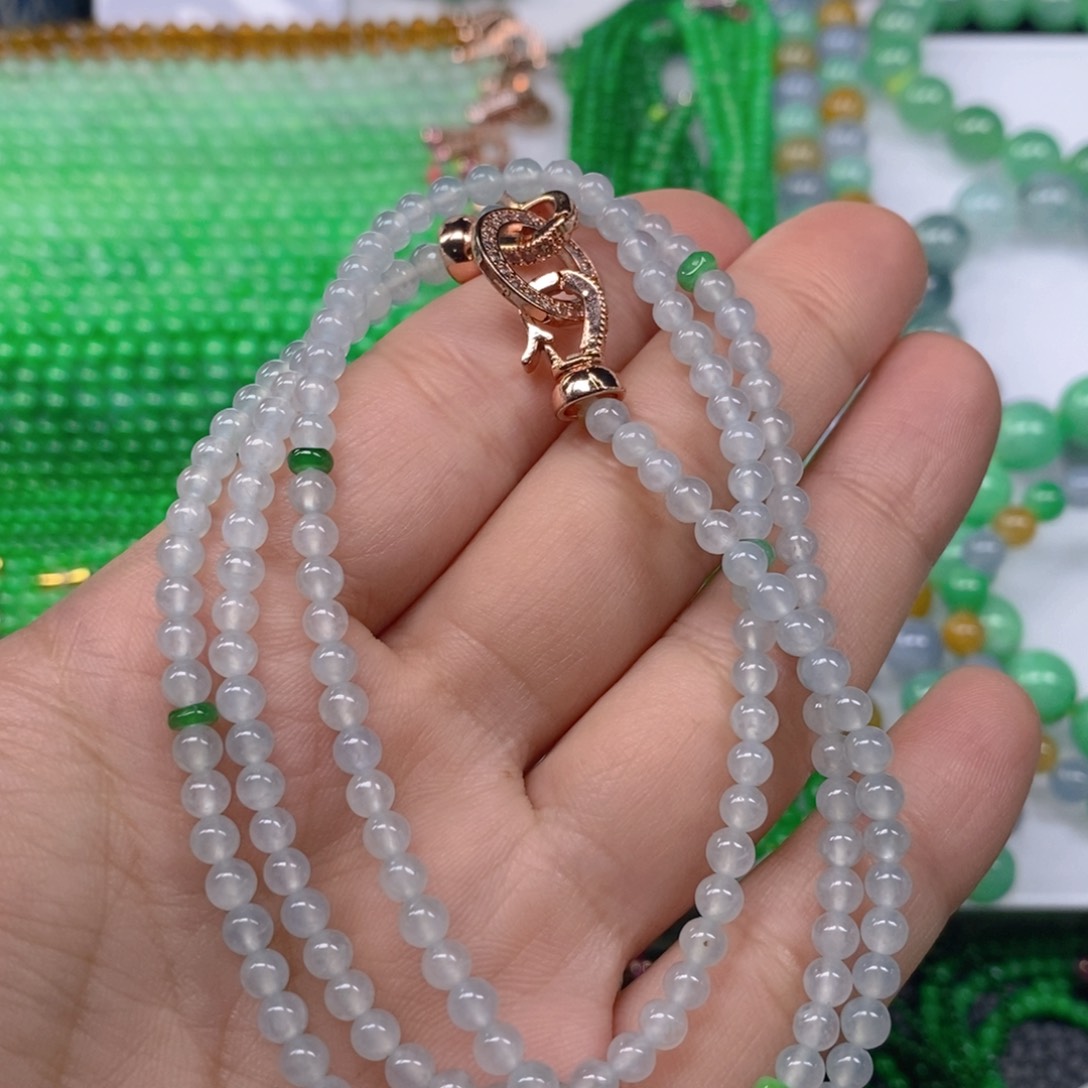 翡翠未镶嵌颈饰缅甸天然翡翠冰种项链4