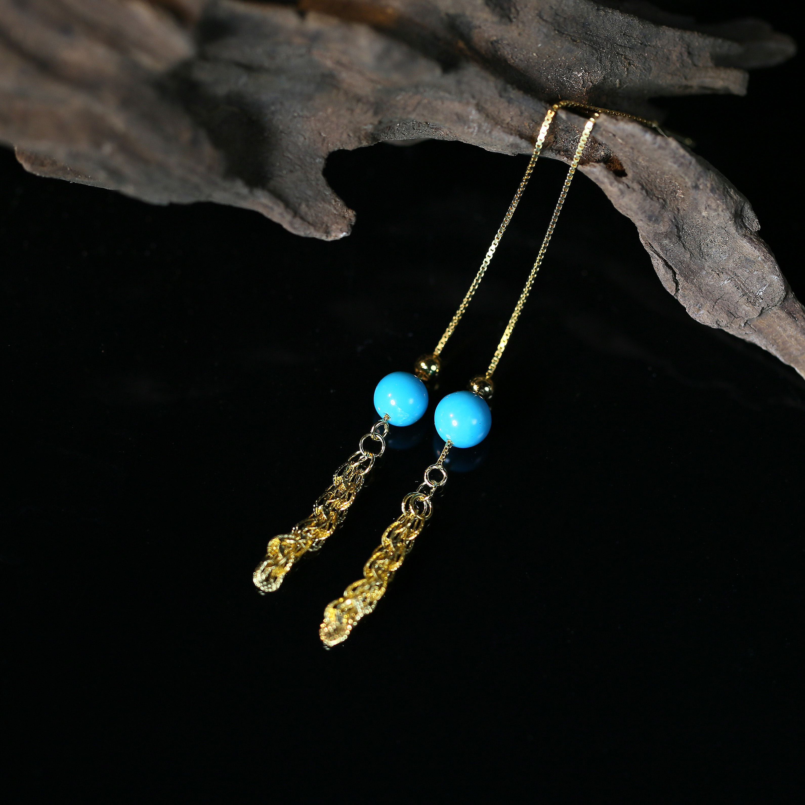 【安吉专属】安曼博 S925银【凤尾】绿松石 美松耳饰 XZ0042BZ