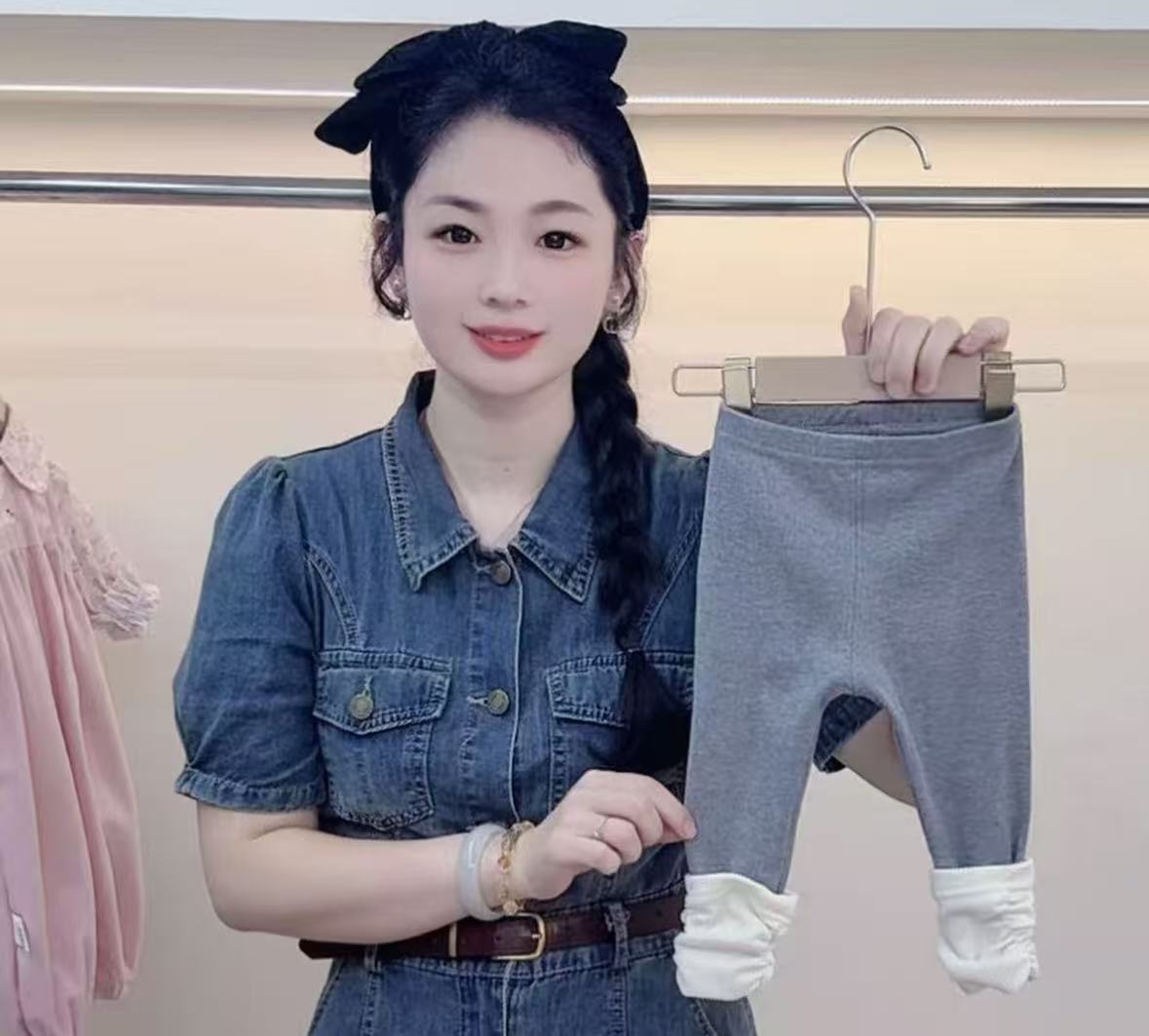 秋季新款灰色拼接打底裤韩系极简风