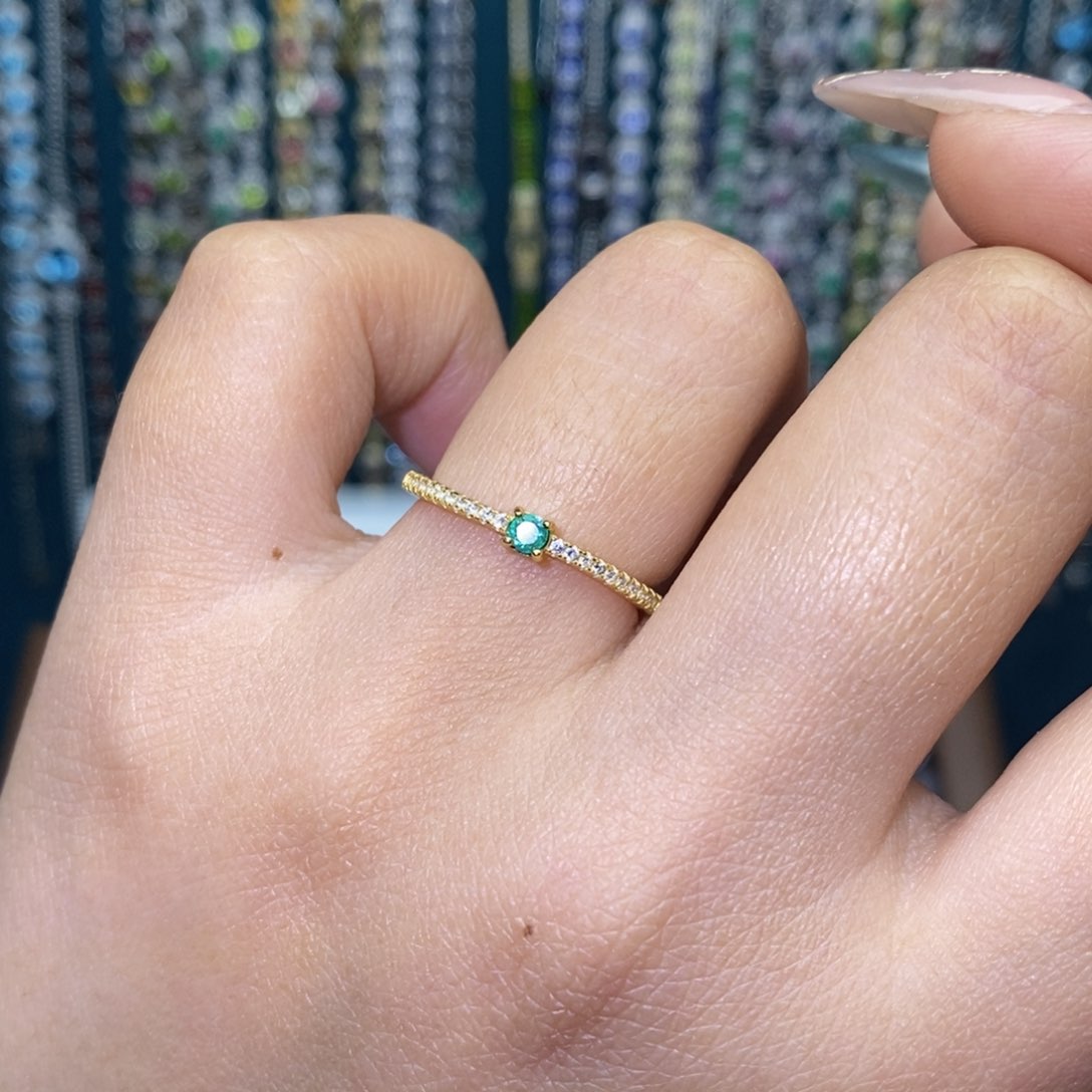 祖母绿戒指银S925镶嵌