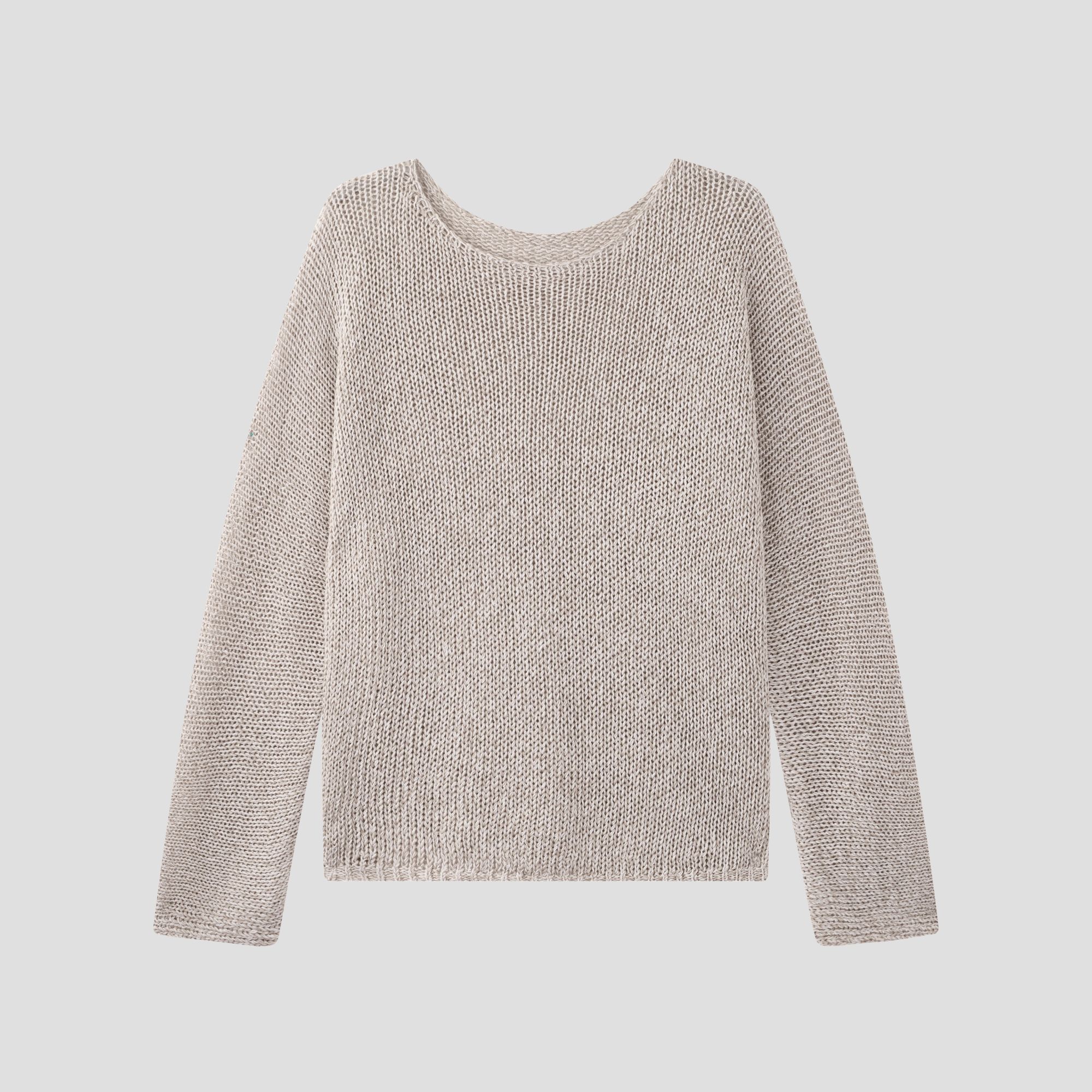 高定初秋新品女装亚麻桑蚕丝镂空宽松显瘦防晒针织套头毛衣