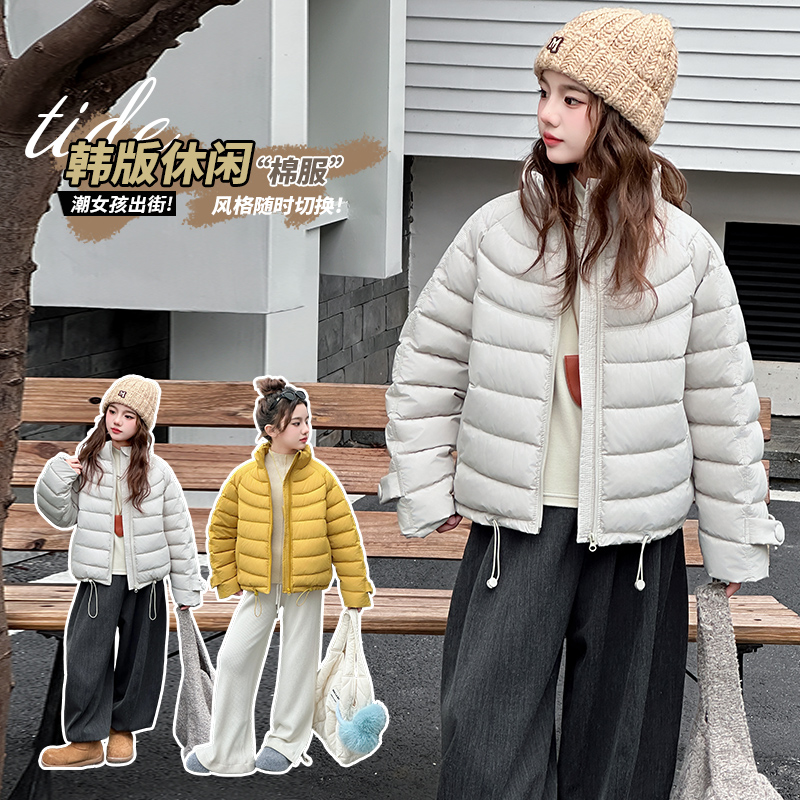 女童冬款排骨风韩版休闲加厚棉服外套女大童初中生洋气棉衣冬装