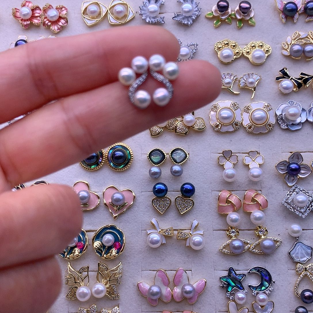 淡水珍珠耳饰合金