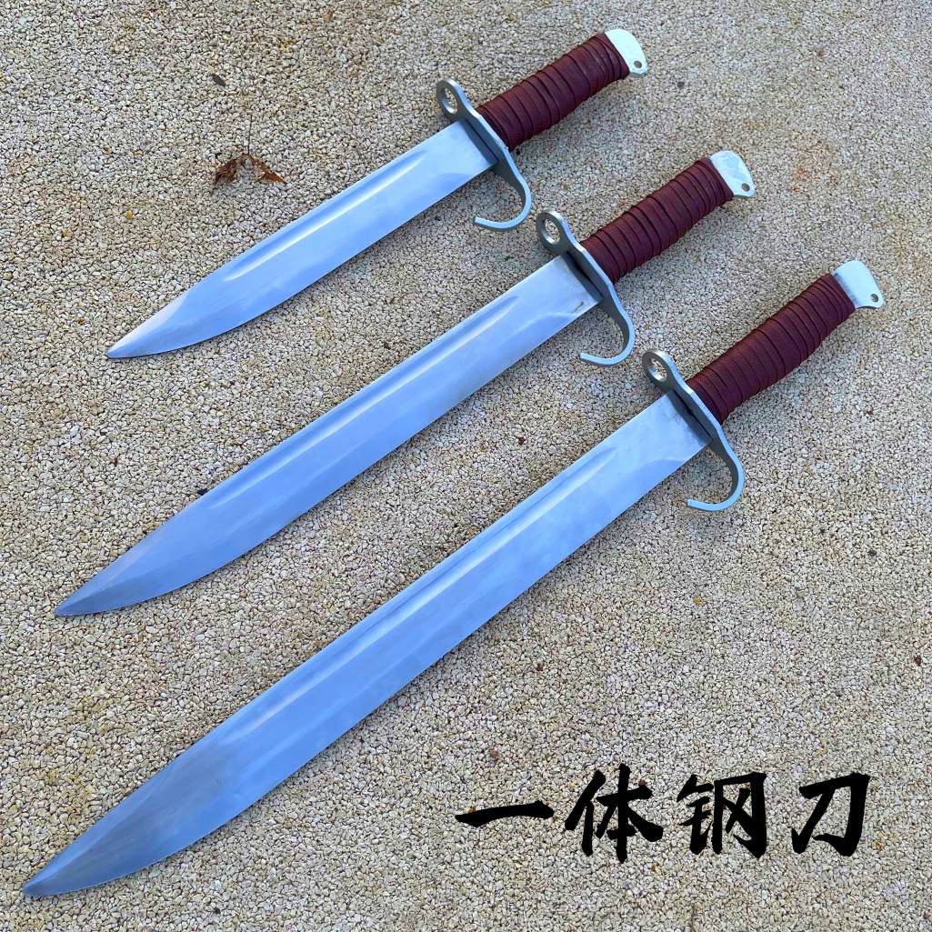 野营三八刺刃弹簧钢一体成型唐横刀户外车载防身合法未开刃冷兵器