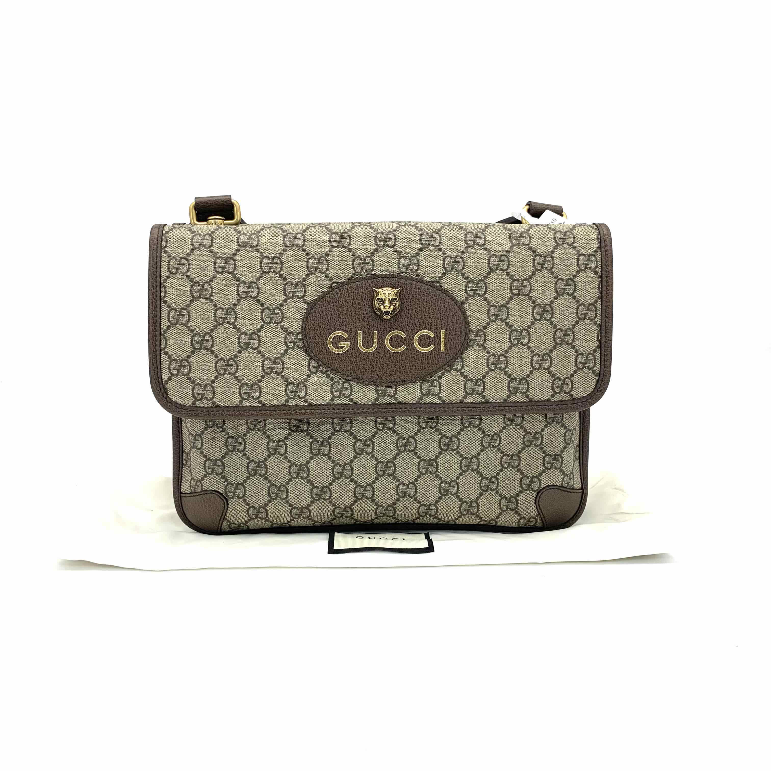 99新 GUCCI/古驰 金典老花大号双面虎头翻盖斜挎包 尺寸30/22