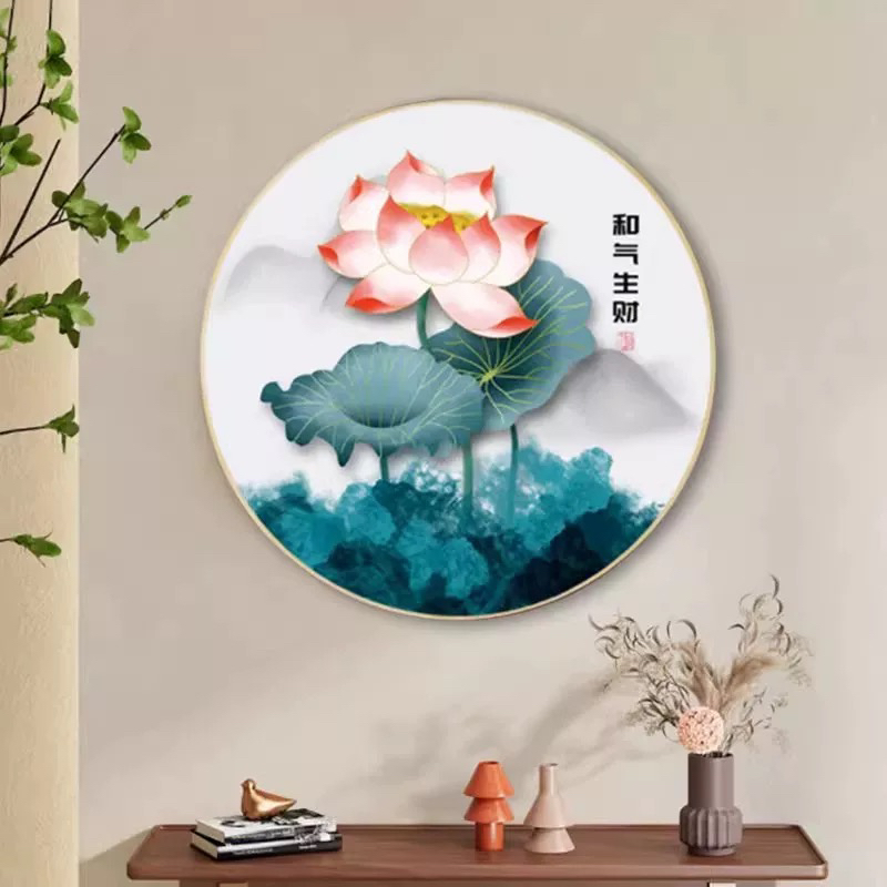 纯手工绣好的十字绣成品和气生财90030大格