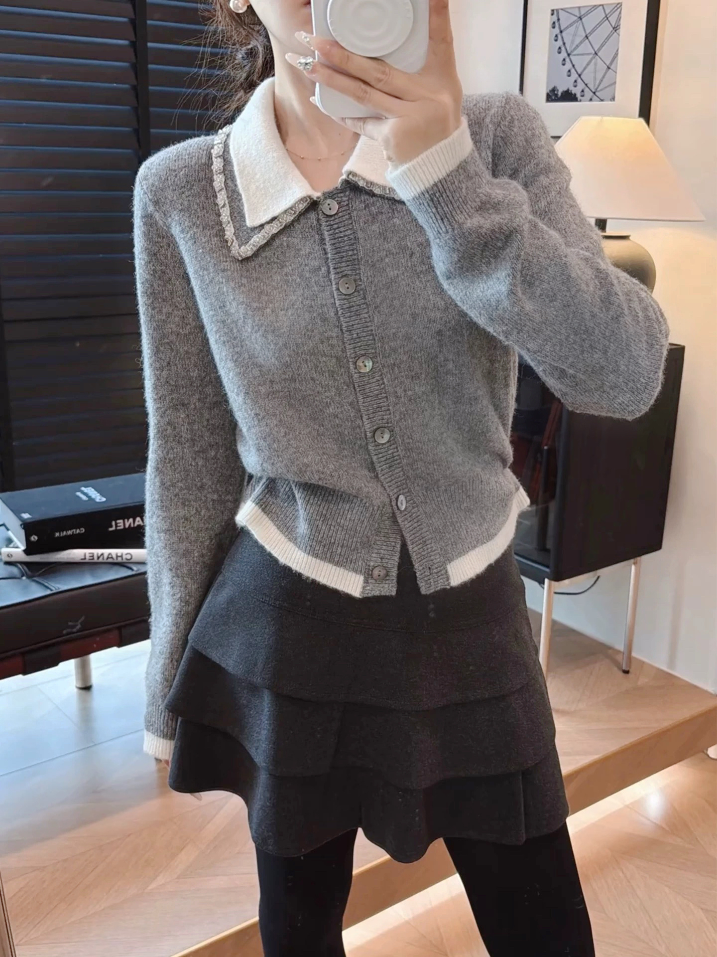 2025年新款重工设计感双层popl领小香风气质高级感上衣A36