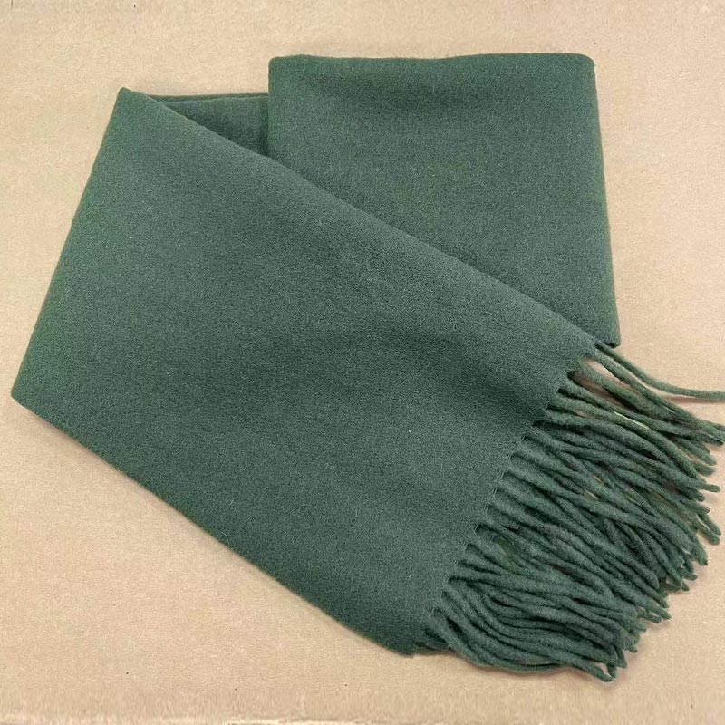 库存正品橄榄绿色男士长款羊毛保暖学生百搭秋冬季围巾