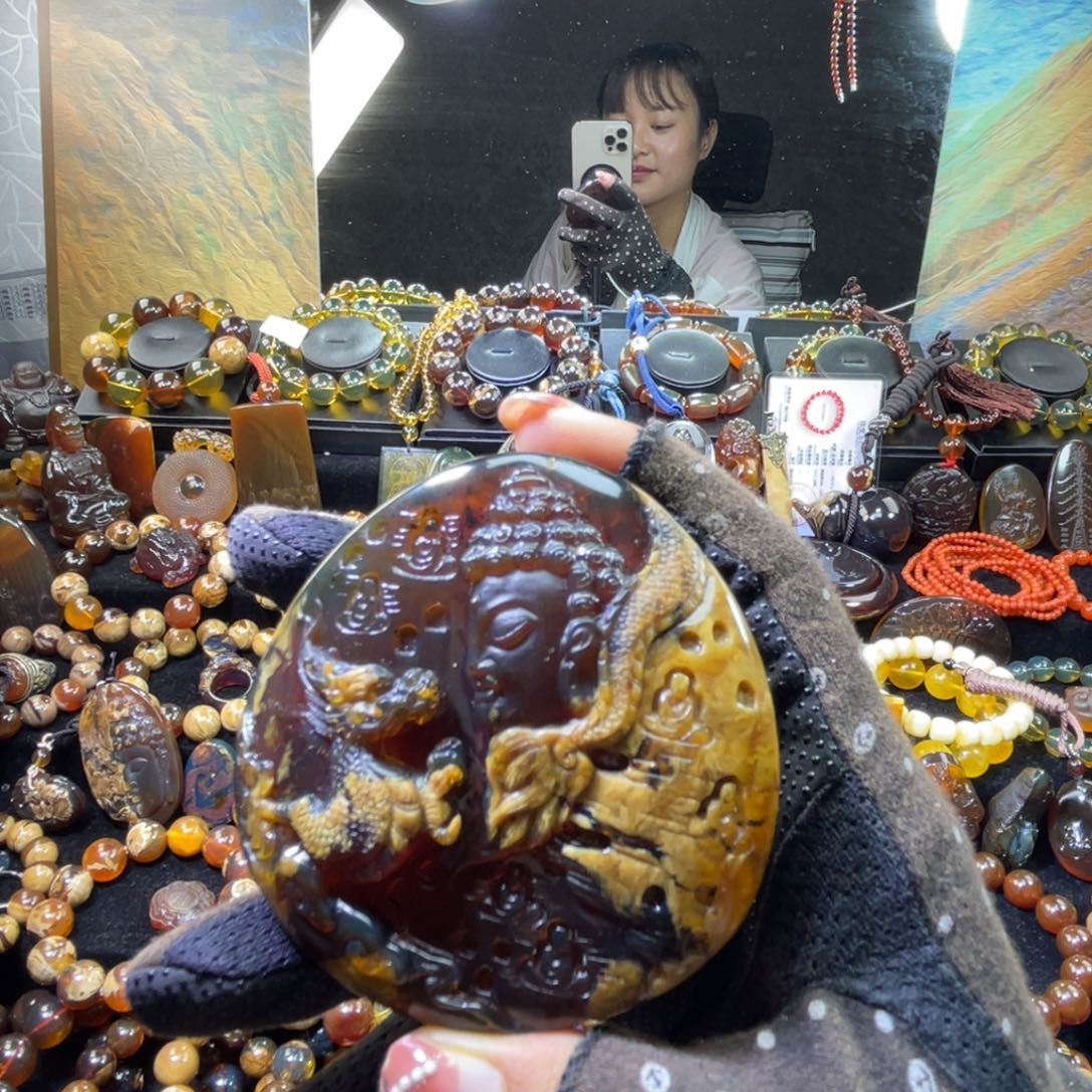 银S925镶嵌琥珀手链神龙护主