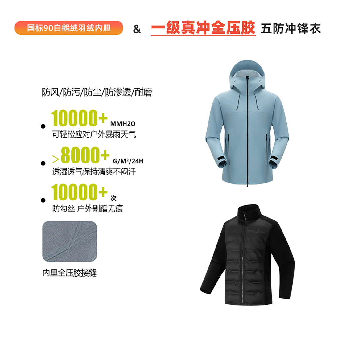 剑齿虎 极寒系列【三合一90鹅绒】真一级硬壳冲锋衣 冬季户外必备款