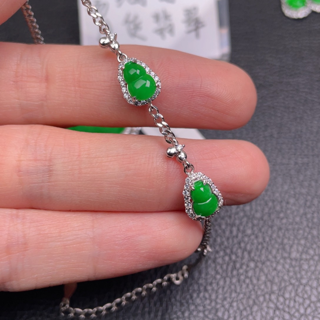翡翠吊坠(不含链)银S925镶嵌手链