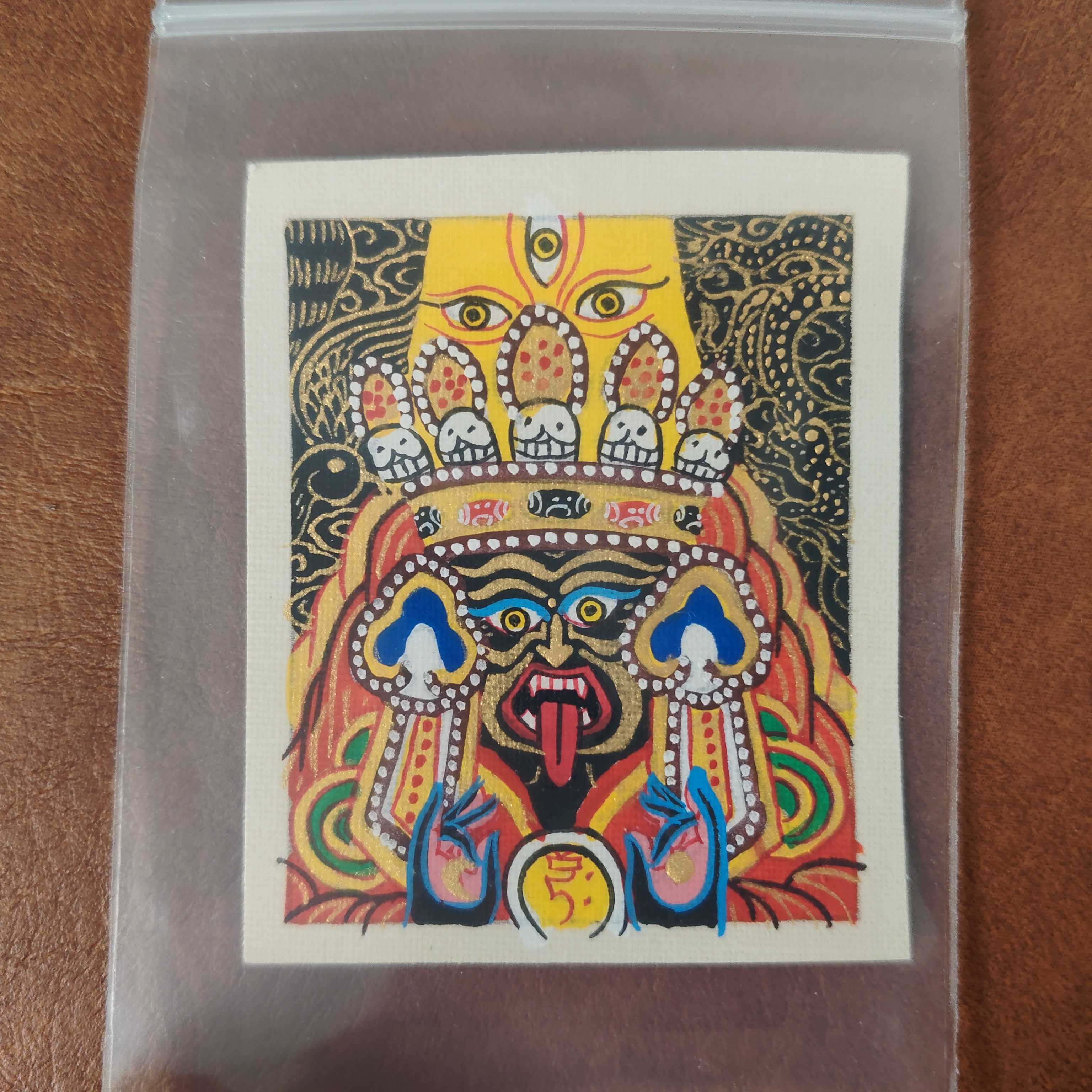 纯手绘扎基拉姆唐卡吊坠40*50mm