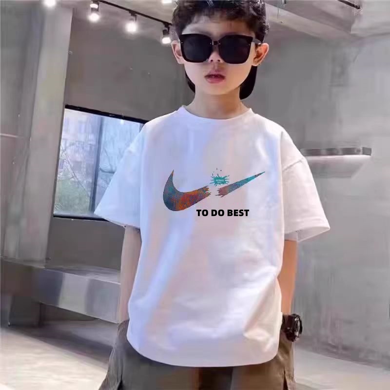 彩色断沟亲子系列~夏季儿童时尚儿童宽松潮流印花短袖体恤
