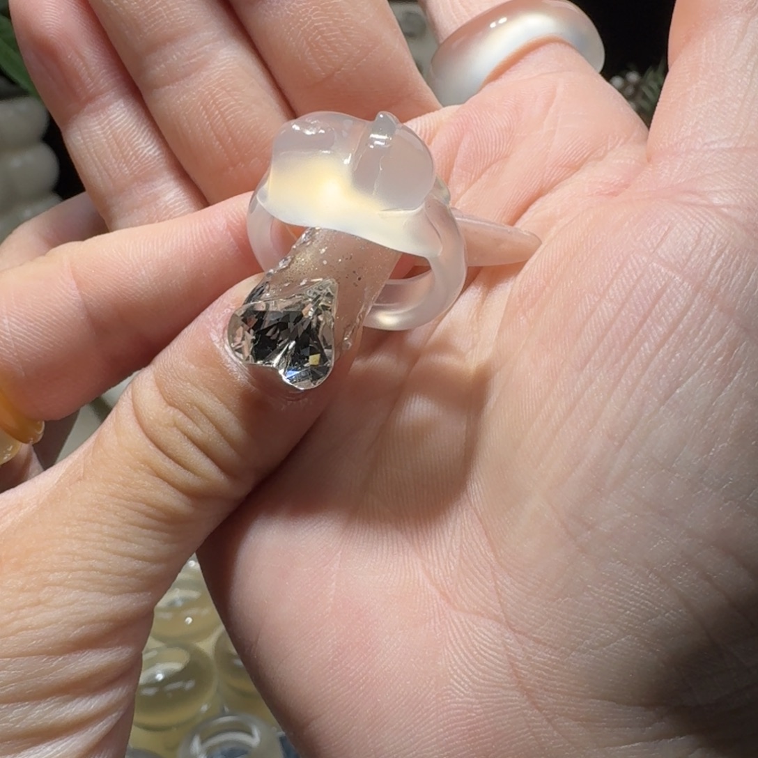 玛瑙/玉髓未镶嵌戒圈6号 港18+猫咪