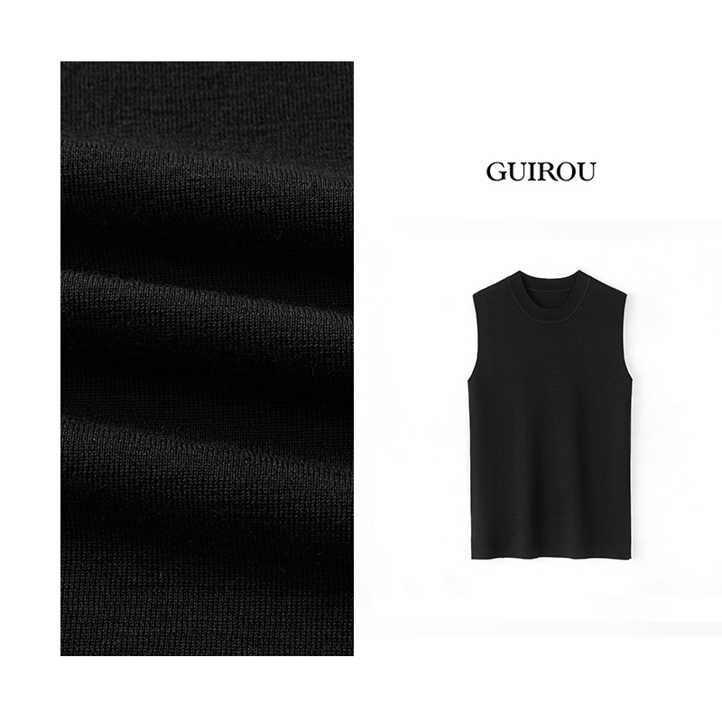 【精纺可机洗纯羊毛】经典圆领纯色针织衫上衣2025秋冬百搭无袖背心