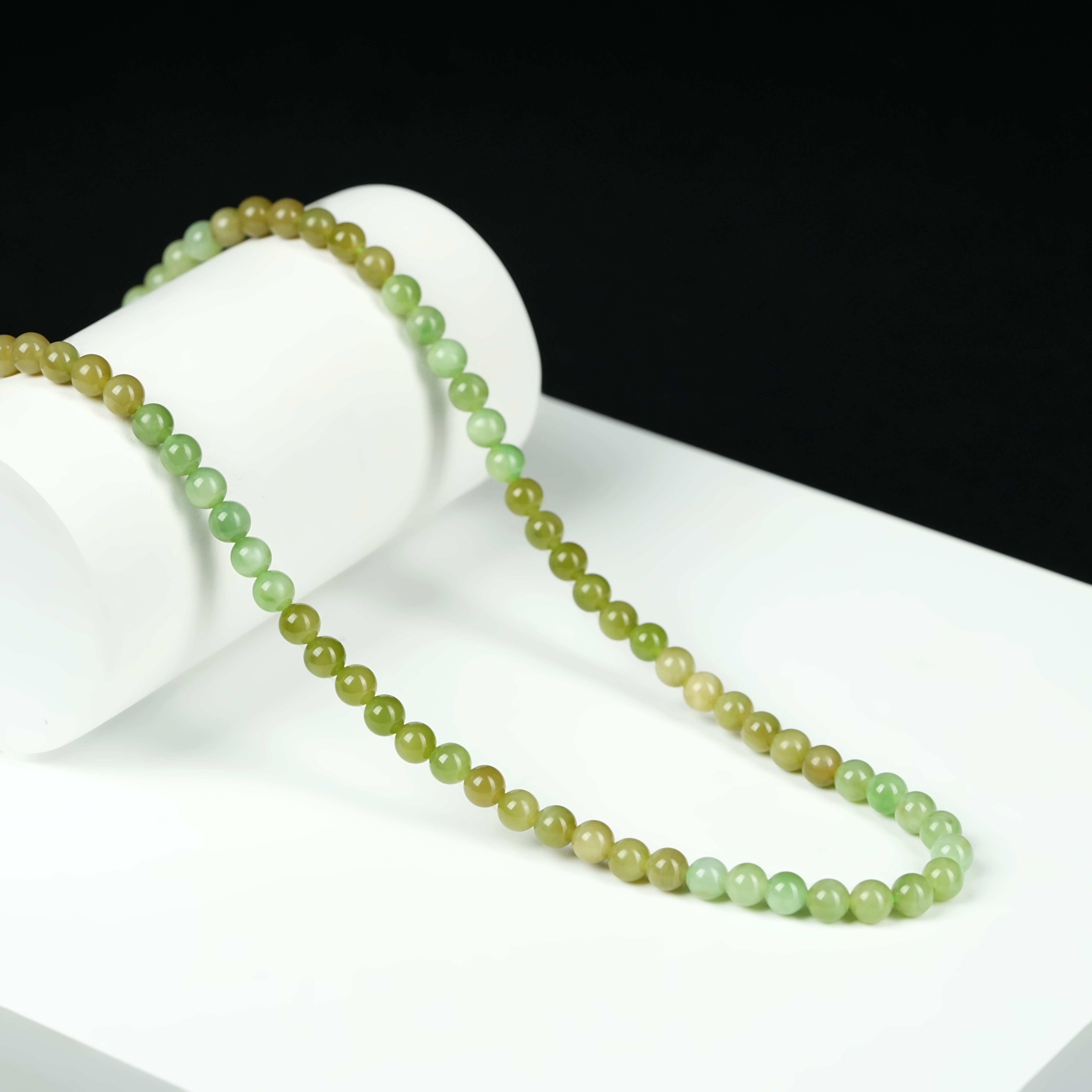  和田玉且末黑羊洞108"千里江山图项链" 6mm± H20054