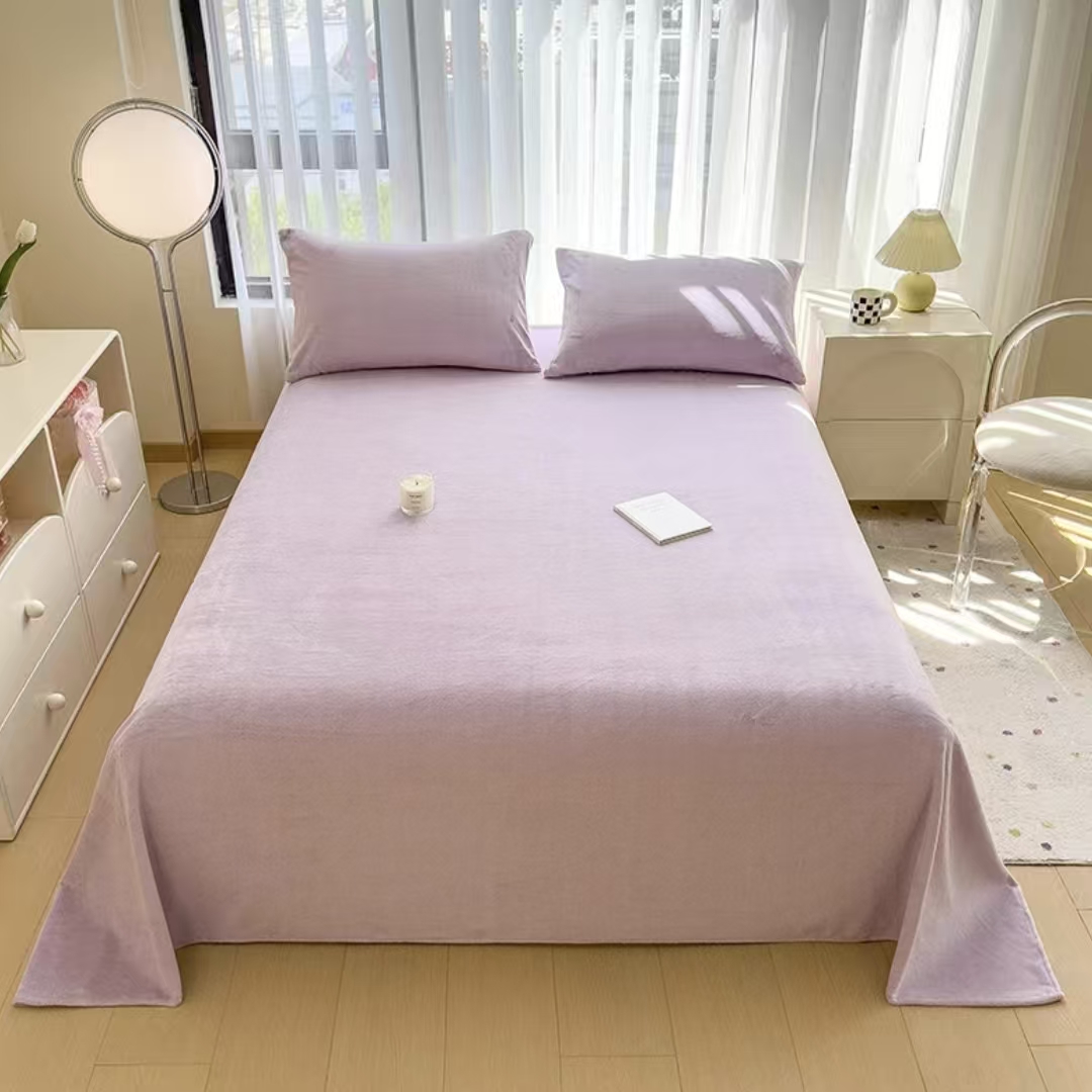 【紫色床单】200*230四季柔软ins风纯色牛奶绒加厚床单