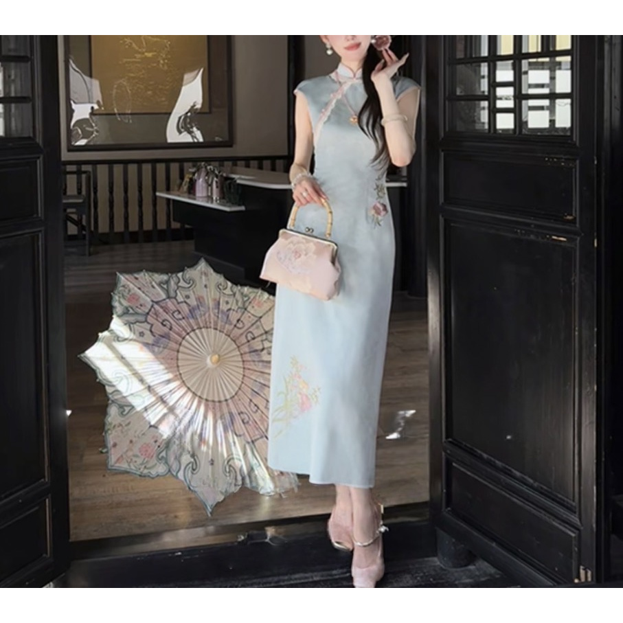 【绾青丝】静奢国风重工绣花提花旗袍连衣裙