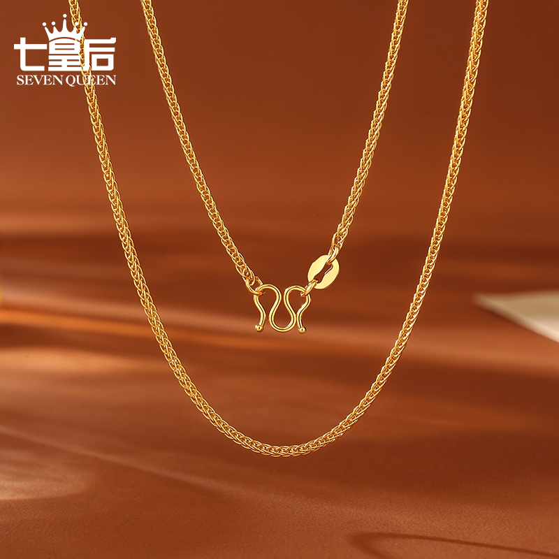 钛钢项链 项链女肖邦链镀k金色女款素链旗舰正品链子不掉色时尚
