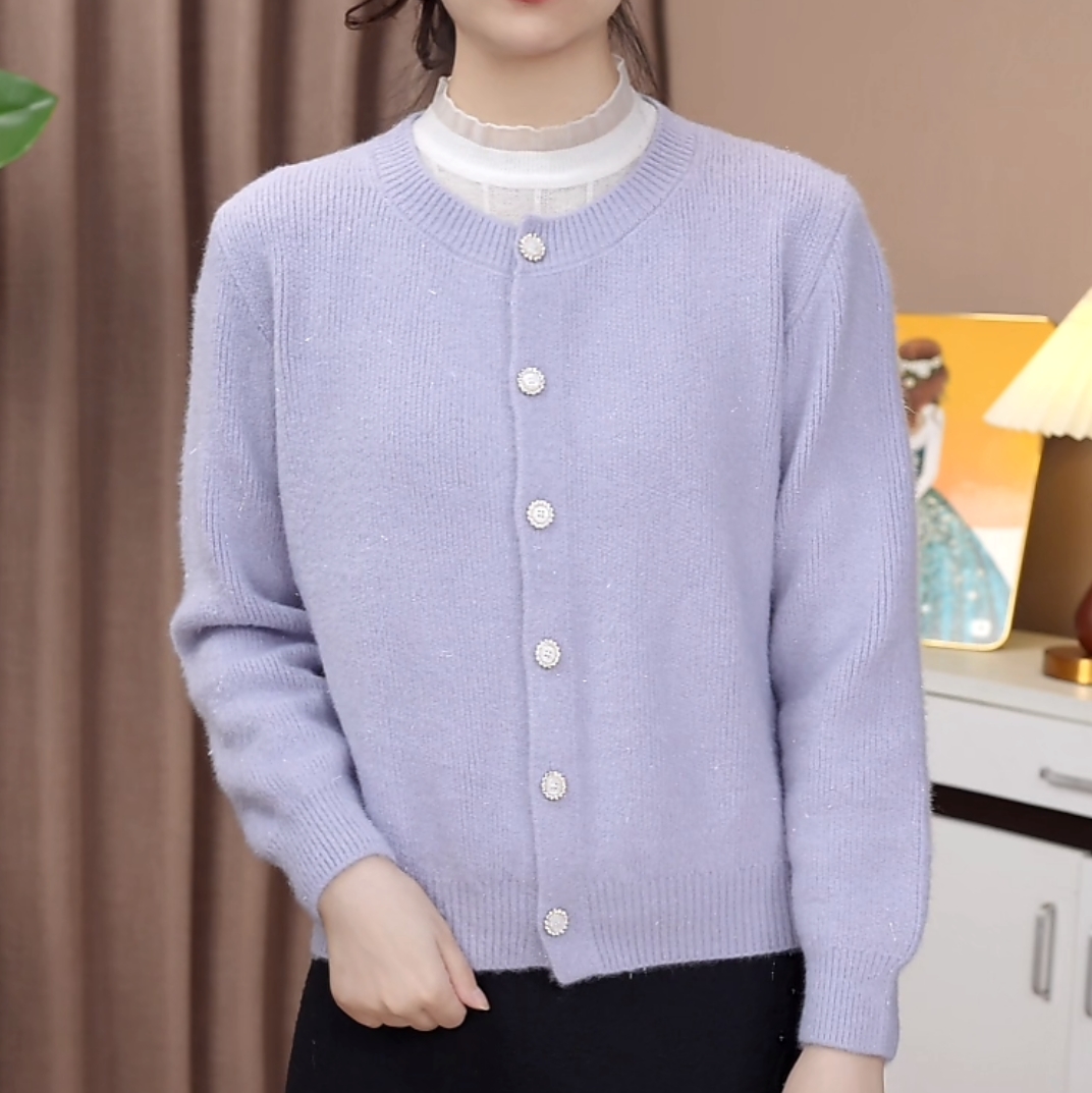 短款小香风气质圆领保暖针织开衫女气质洋气百搭外穿显瘦加厚