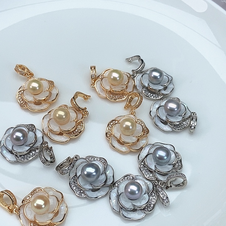 银S925镶嵌吊坠淡水珍珠