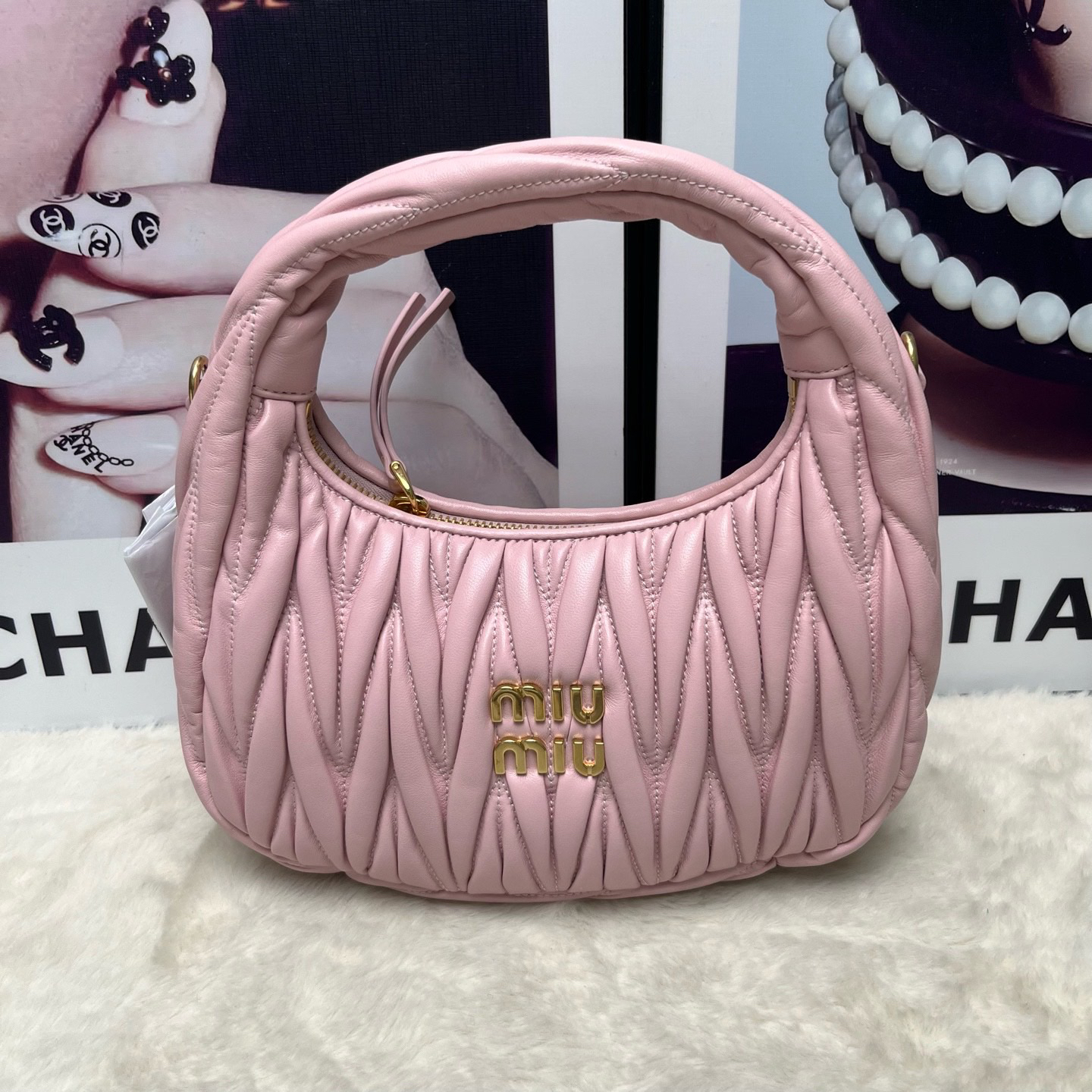 99新 MIU MIU/缪缪 缪缪雪粉色樱花粉小号wander