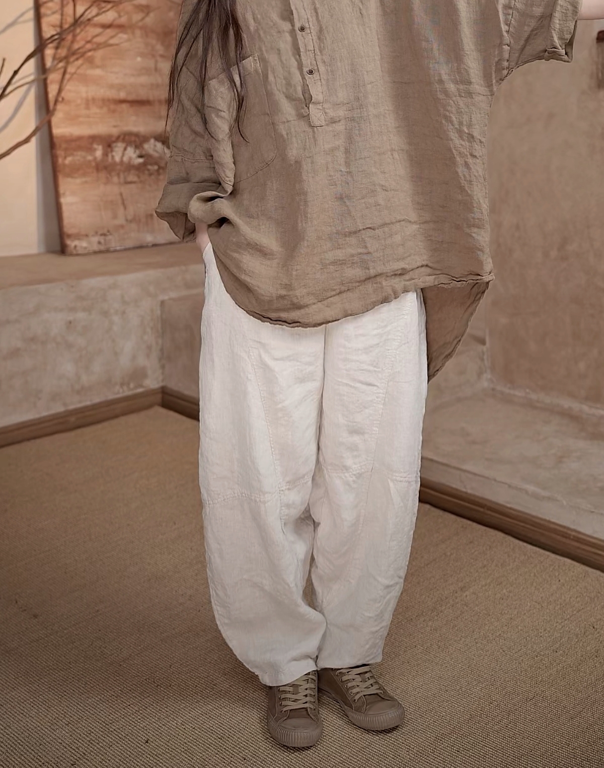 826老爹亚麻裤92.140