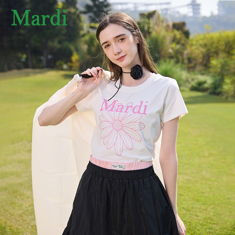 Mardi夏季雏菊短款lulu修身T恤甜美韩系风ins风肯豆风MTX2522024