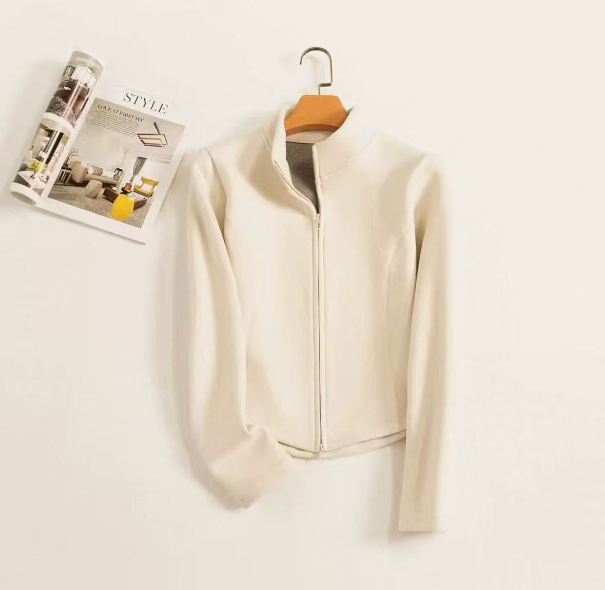 新款Y983杏石墨烯瑜伽修身外套