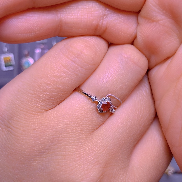 红宝石戒指银S925镶嵌负*负