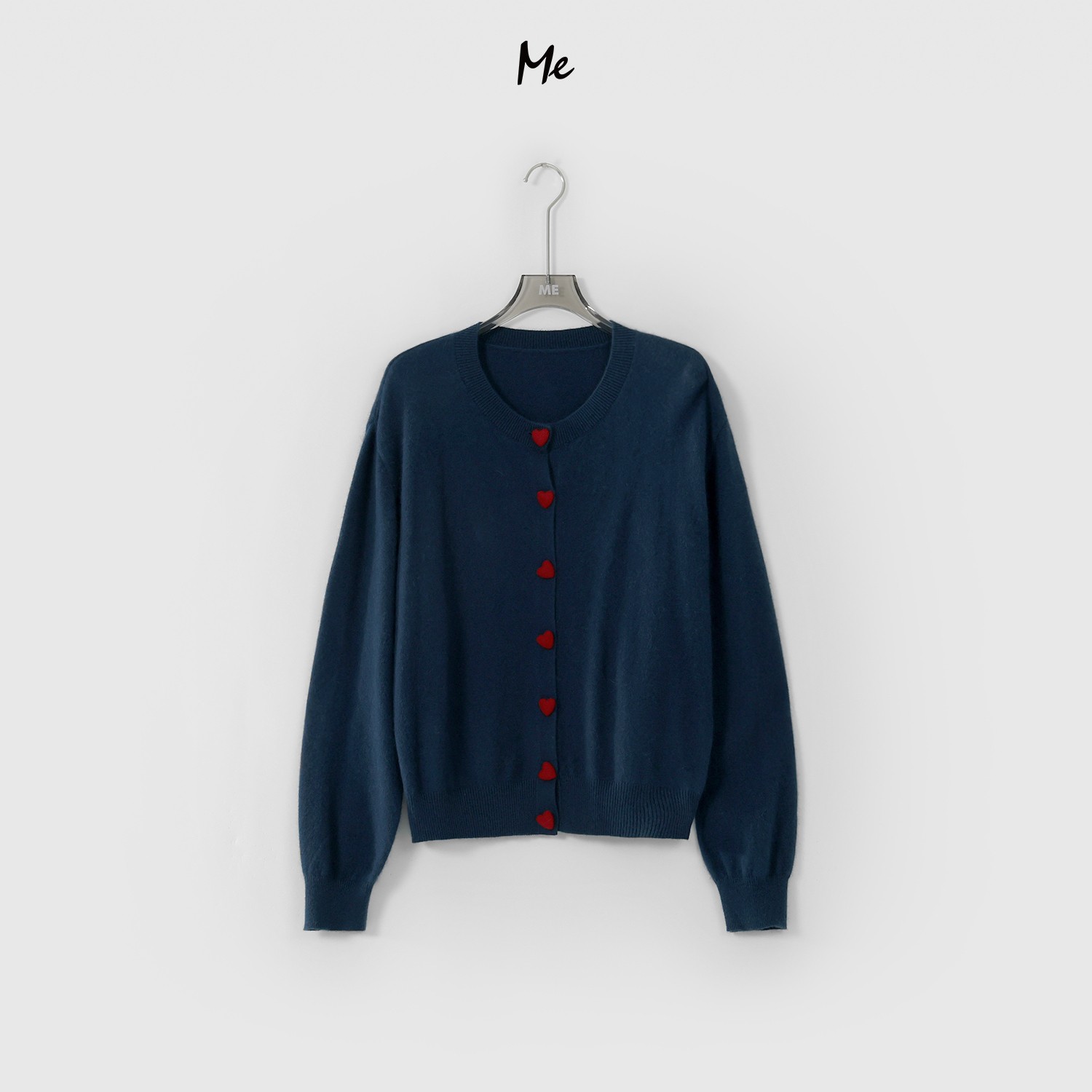 ME【小红心】新款时尚百搭休闲长袖牛仔宽松毛衣MEQA1246