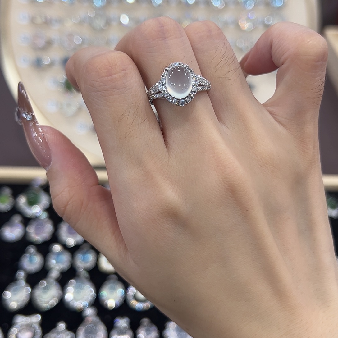 蛇纹石玉银S925镶嵌戒指