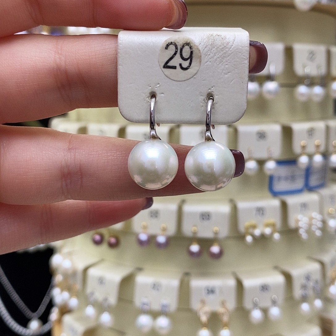淡水珍珠耳饰银S925镶嵌
