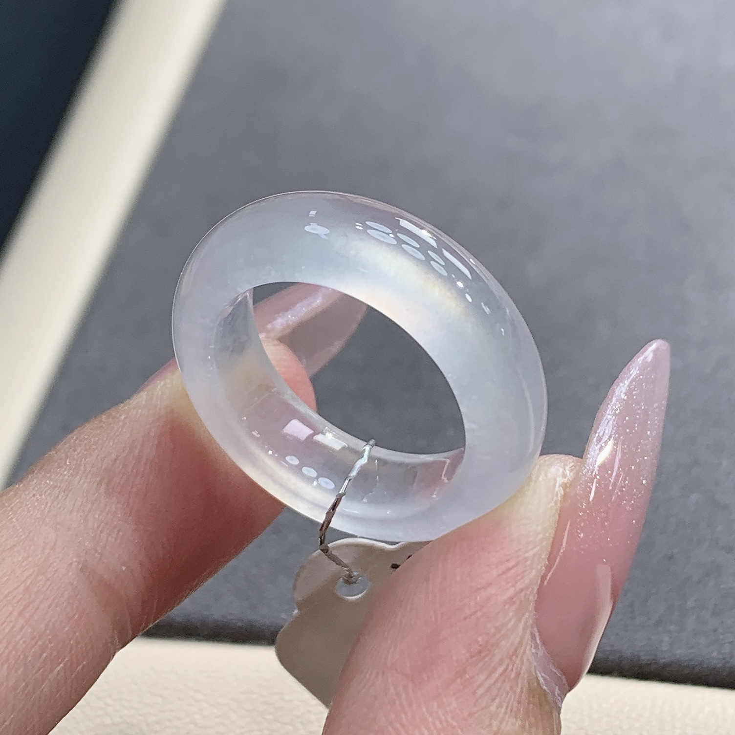 11号圈 缅甸天然翡翠 高冰白月光翡翠戒圈尺寸15.9-6.1-4.0mm