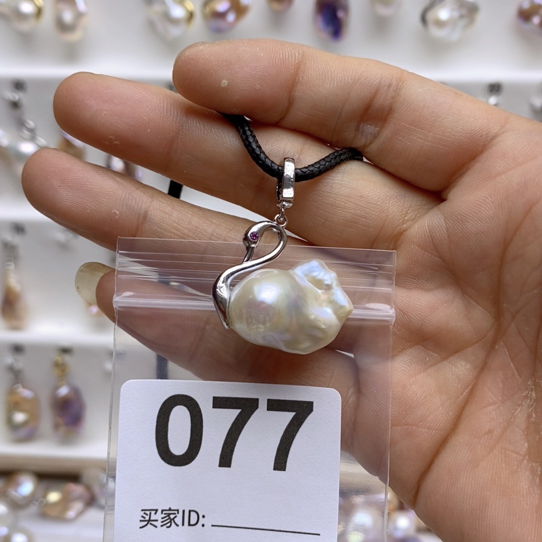 淡水珍珠颈饰银S925镶嵌77