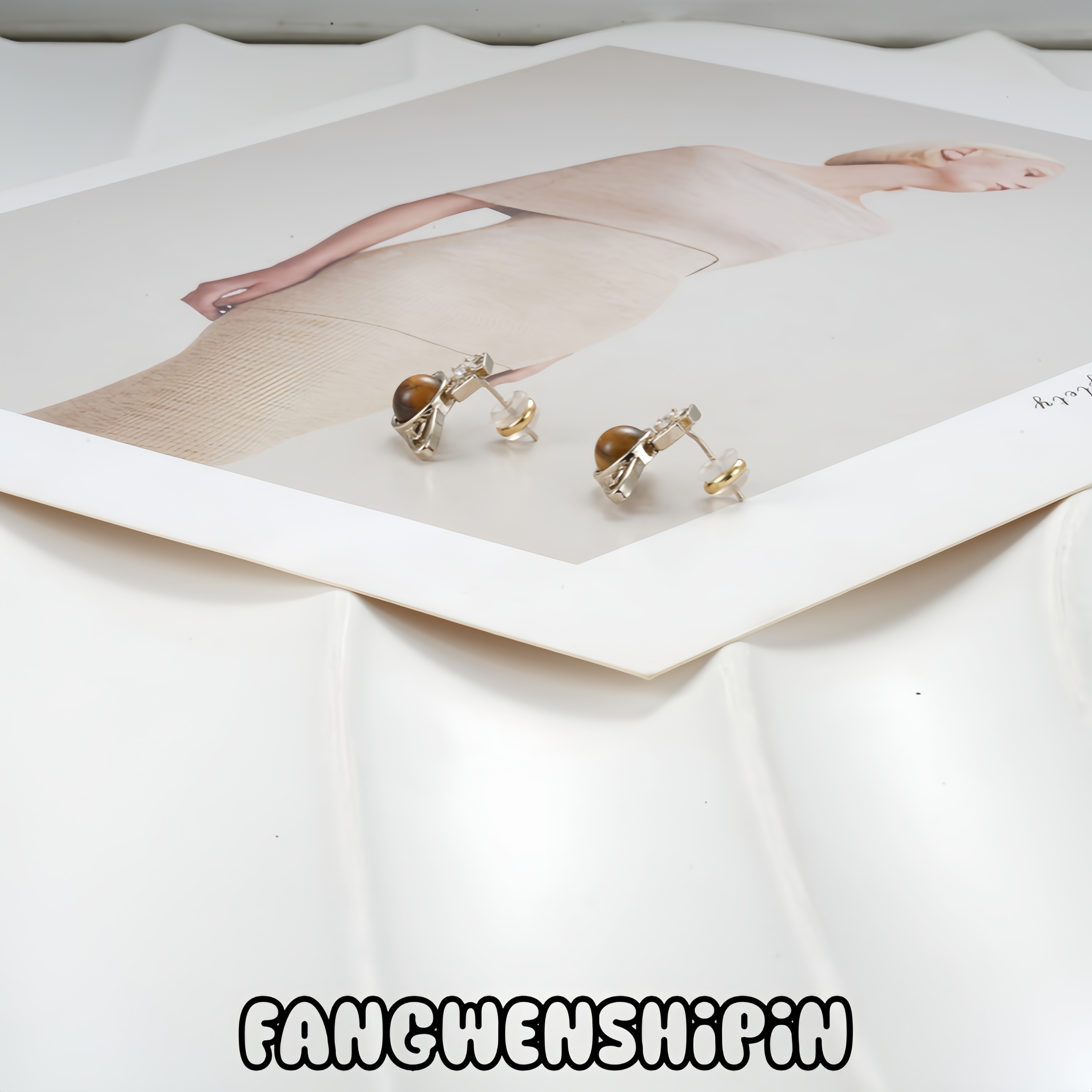 铜合金锆石耳饰 【镀K金】【925银针】耳环4473