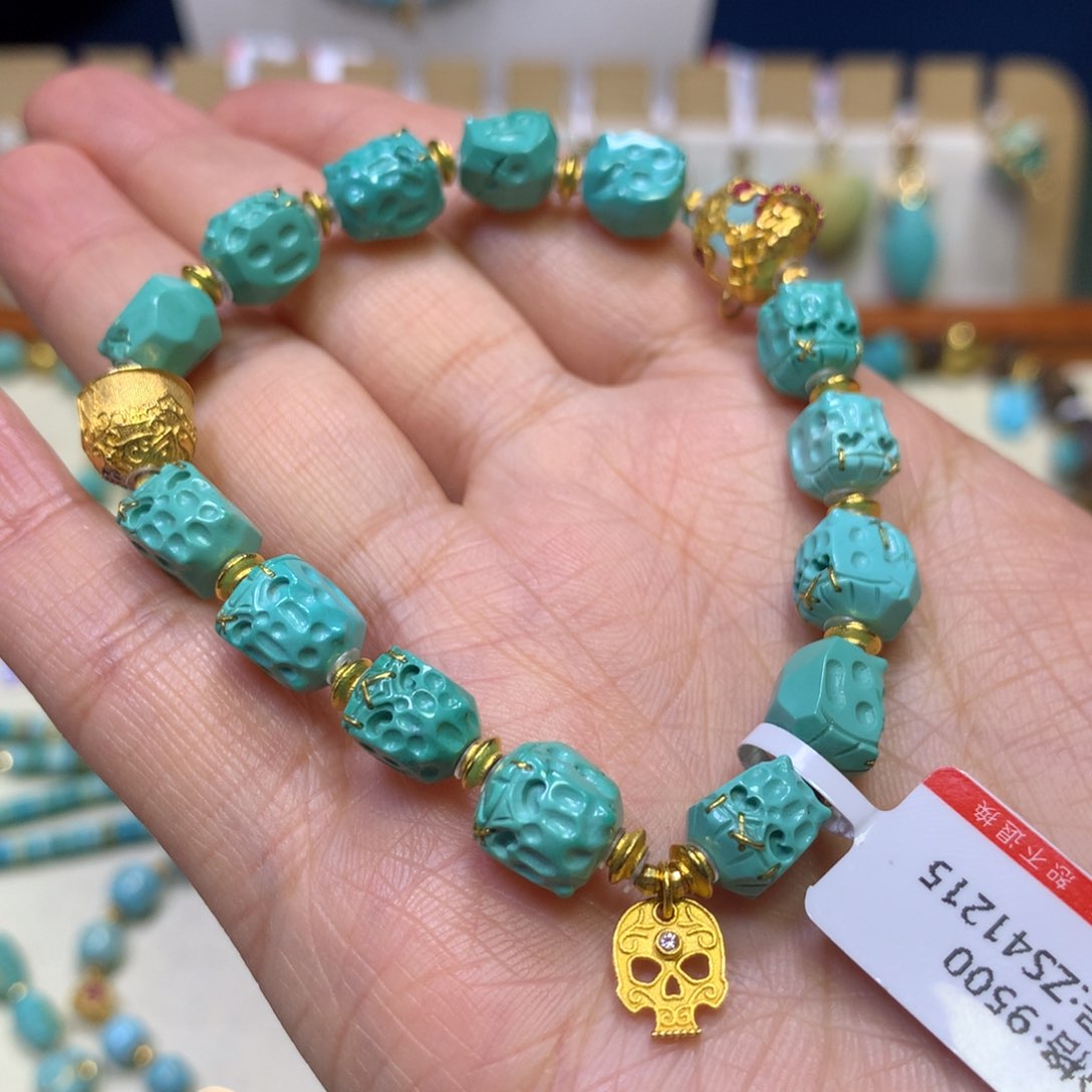 绿松石手串18K金镶嵌