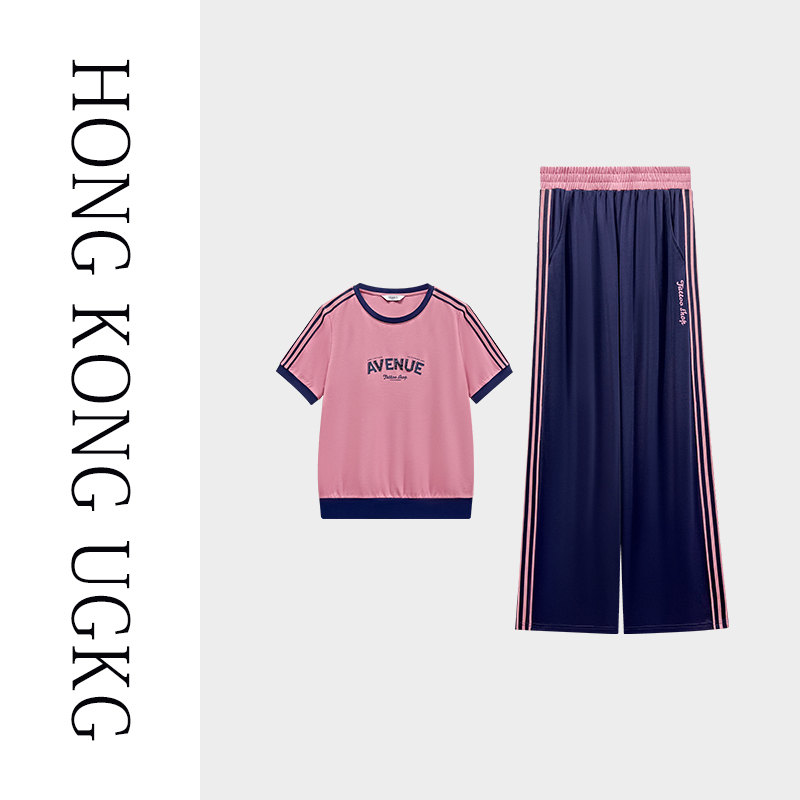 UGKG套装洋气短袖上衣中老年女士夏季休闲运动服两件套73252ZH378