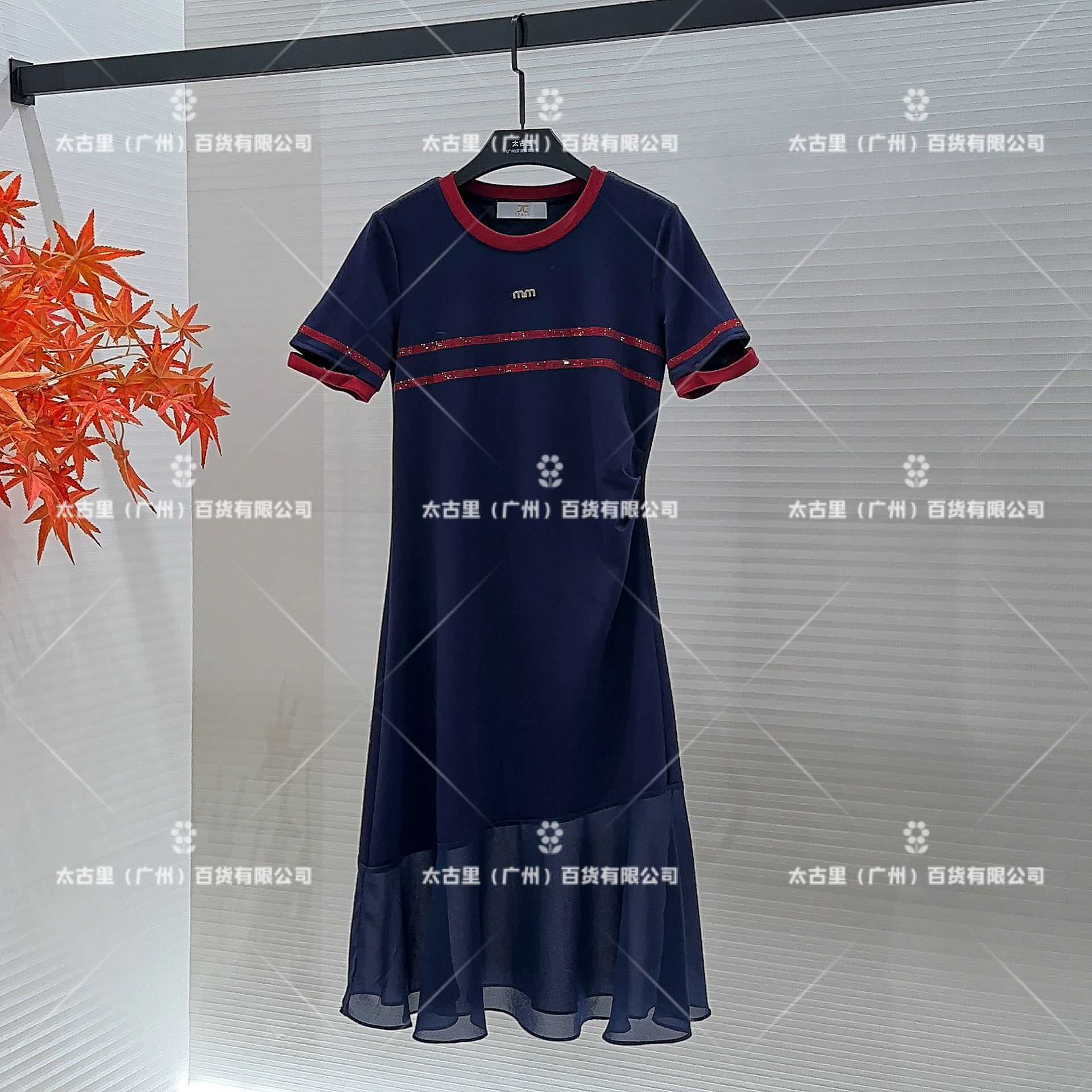 【梅子专属】重工法式优雅高定串钻圆领气质连衣裙JC-A1720显瘦蓝色