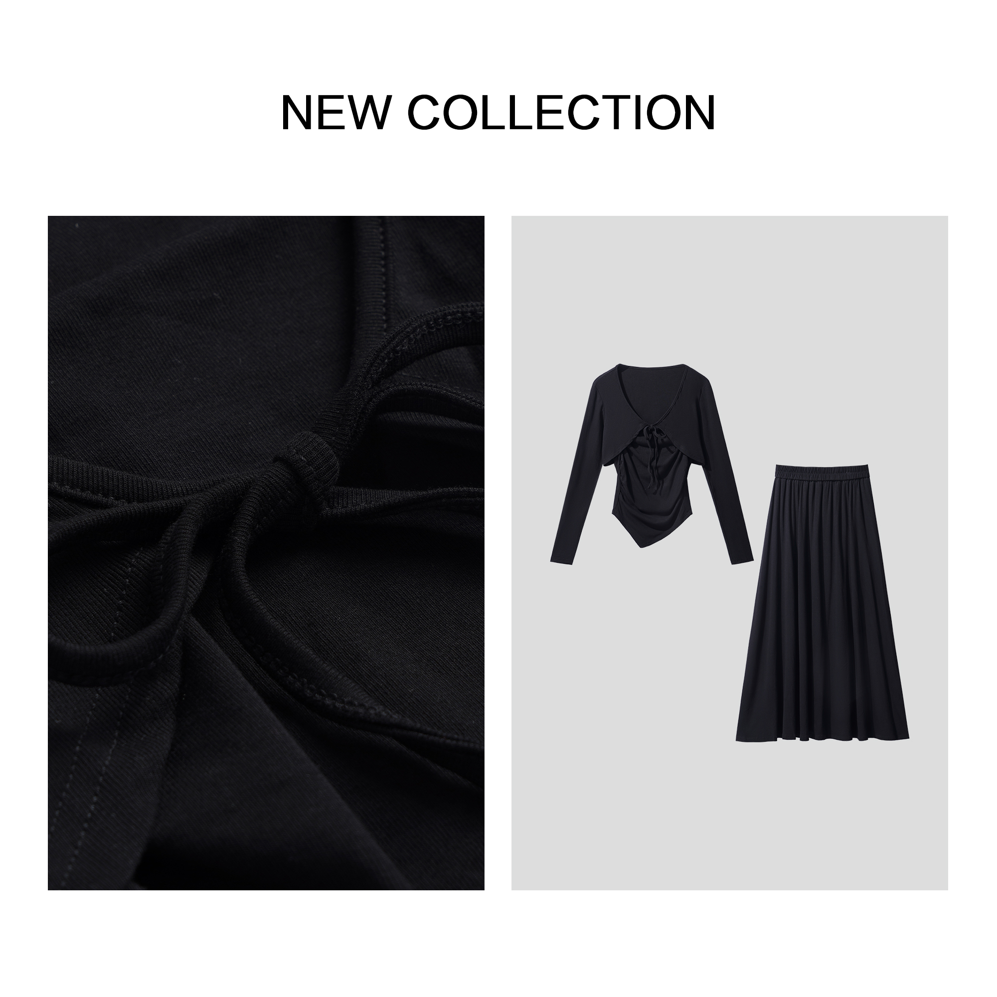 【粉丝专属】 D1F27009 女士夏季黑色时尚吊带+外披+长裙三件套