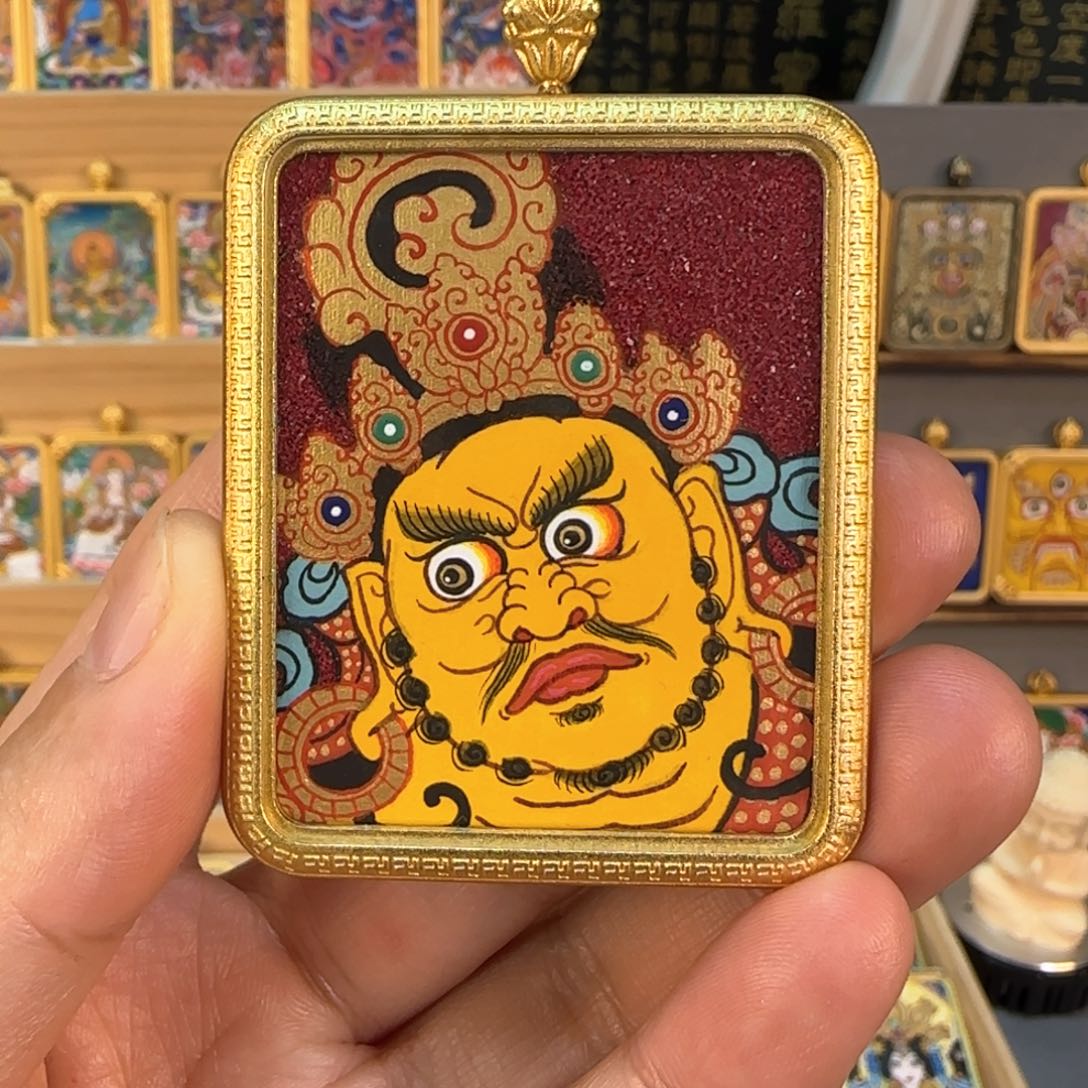 吊坠热贡纯手绘【黄财神】非遗文化