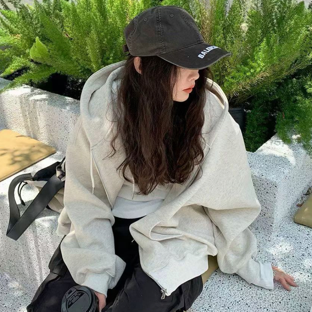 加绒加厚连帽卫衣拉链外套 衣长65 左右 140斤之内