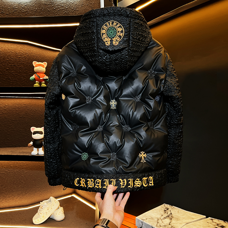 q【25807】男款连帽90白鸭绒羽绒服冬季2025新款潮时尚厚款保暖外套