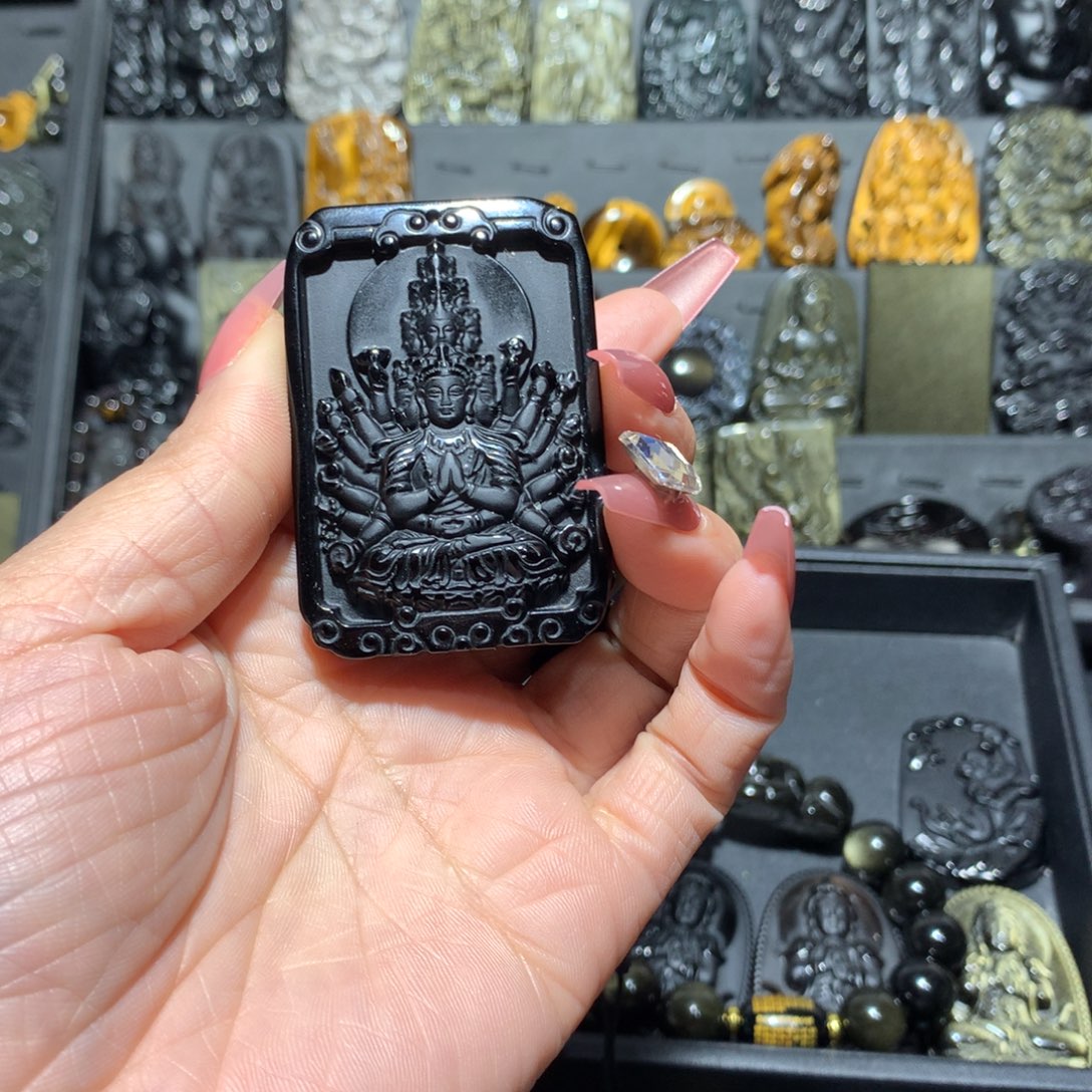 黑曜岩吊坠(赠链)未镶嵌小*宇
