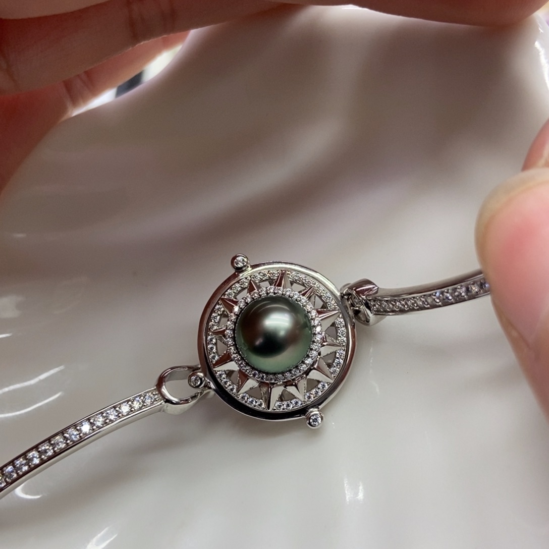 海水珍珠手链银S925镶嵌