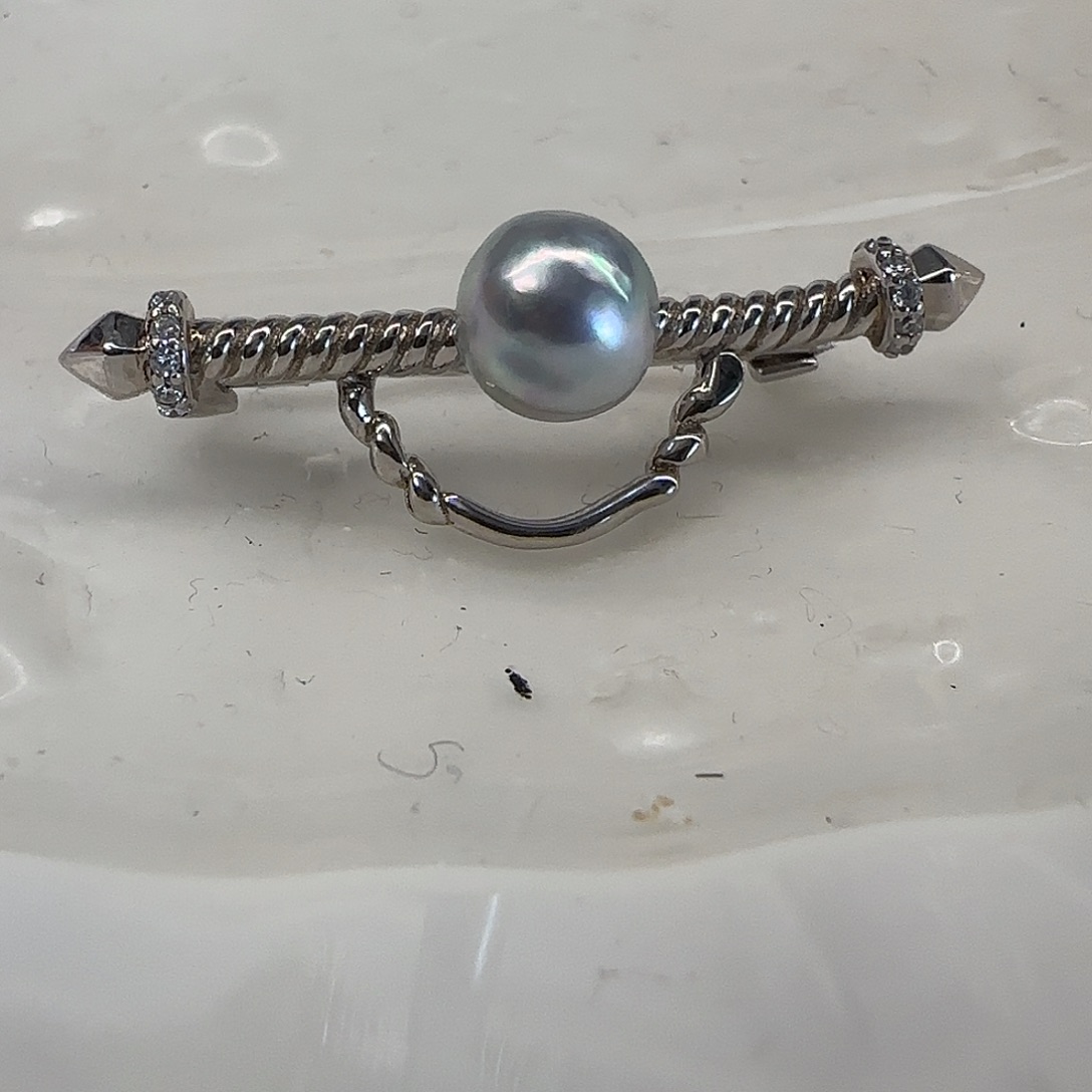 海水珍珠胸饰银S925镶嵌招***线