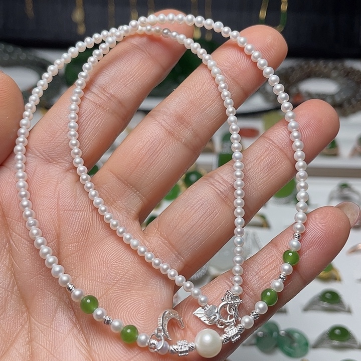 和田玉未镶嵌珠宝半成品项链