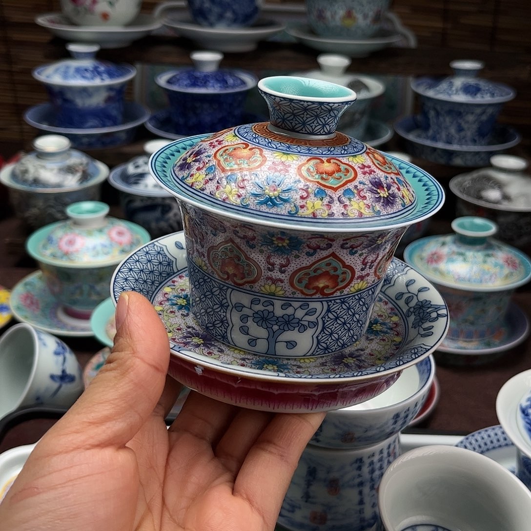 景德镇陶瓷三才盖碗